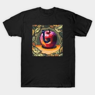 Cute worm in an apple pixel art T-Shirt